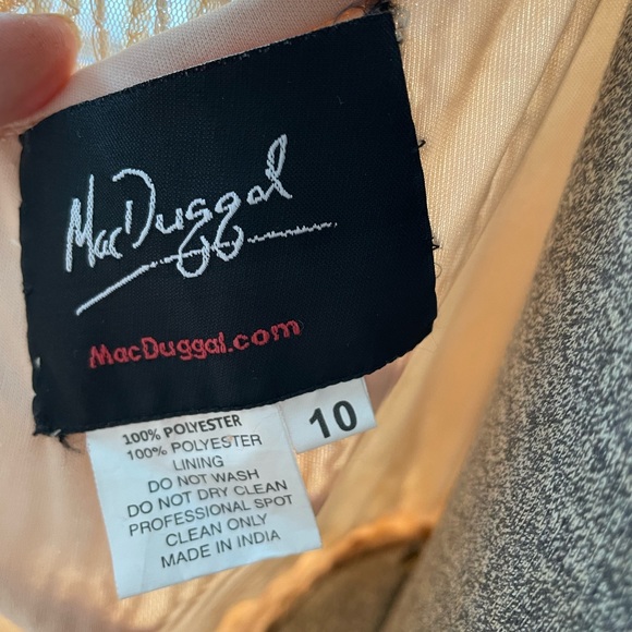 Mac Duggal Embellished Cowl Neck Flutter Sleeve Mesh Ankle Dress - Picture 11 of 16